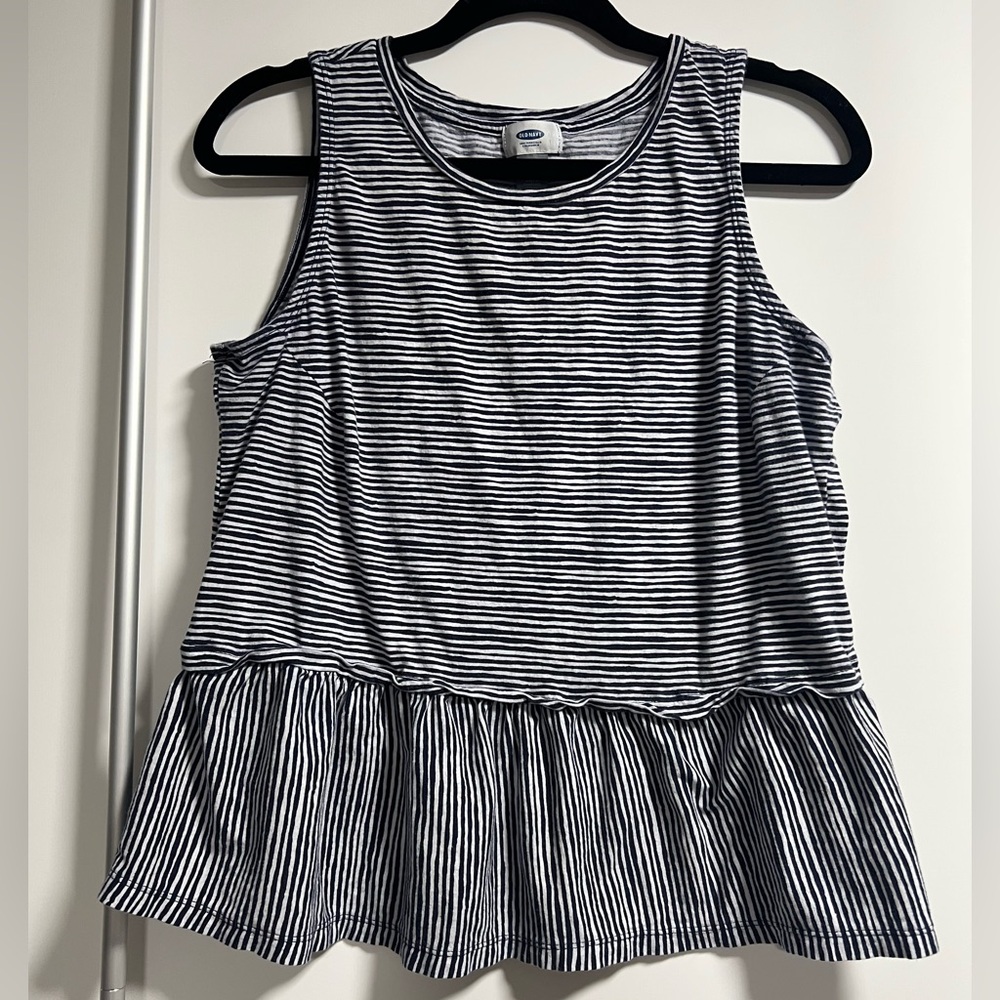 Old Navy Navy and White Striped Tank Top